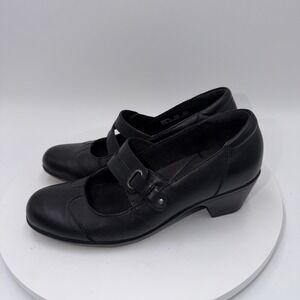 Clarks Womens Ingalls Siene Mary Jane Pump Size 6.5 Black Block Heel Shoes